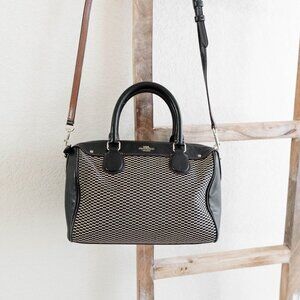 Coach F57242 Legacy Mini Bennett Checkered Satchel Bag Leather Gold Hardware